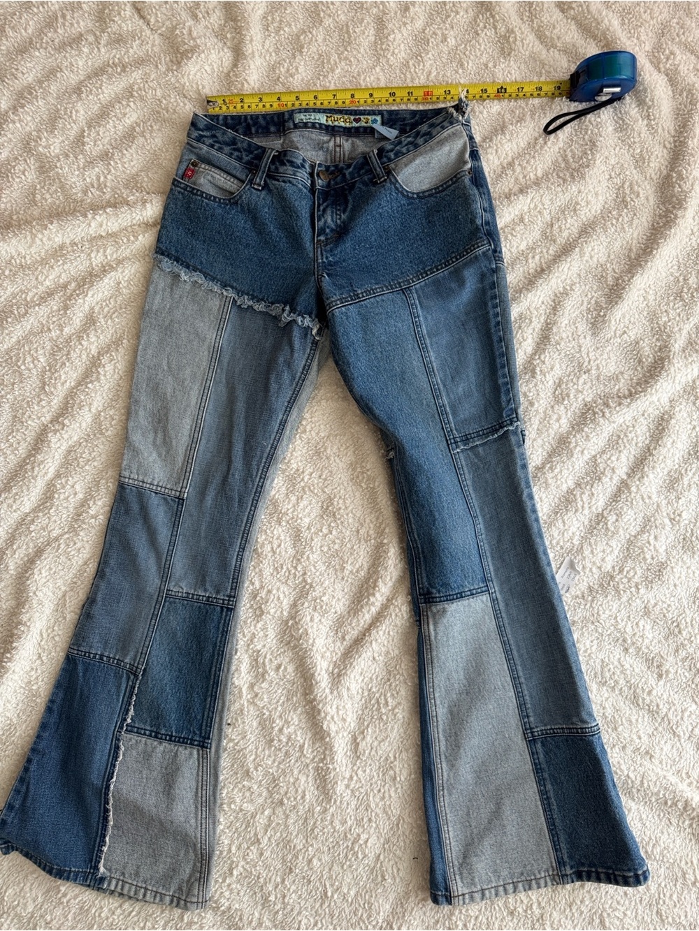 Mudd Patchwork Wide-Leg Jeans - Blue Multi